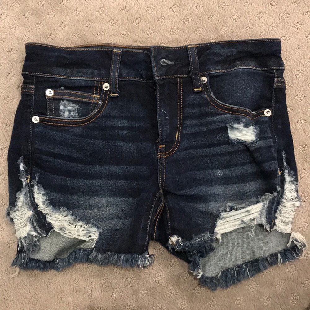 dark blue jean shorts